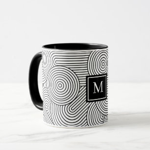 Moderne schwarze weiße monogrammierte Initiale im  Tasse