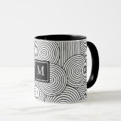 Moderne schwarze weiße monogrammierte Initiale im Tasse (VorderseiteRechts)
