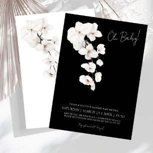 Moderne schwarze weiße Orchidee Oh Baby Shower Einladung