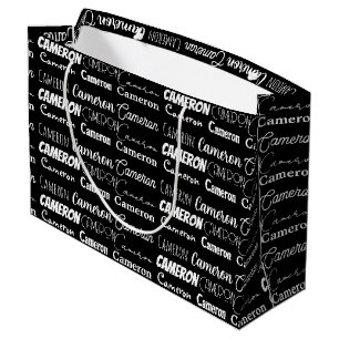 Moderne schwarze weiße personalisierte Geburtstags Große Geschenktüte