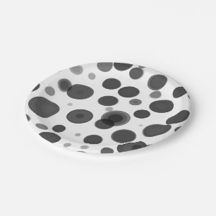 Moderne schwarze weiße Polka-Punkte-Blasen-Party Pappteller