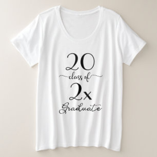 Moderne schwarze weiße Schrift Absolventenjahrgang Große Größe T-Shirt