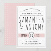 Moderne schwarze, weiße Typografie Rosa Hochzeit