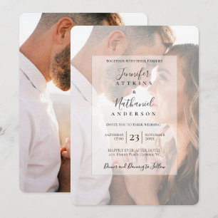 Moderne schwarze weiße Überlagerungs-Foto-Hochzeit Einladung
