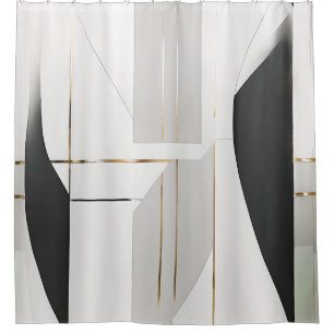 Moderne schwarze, weiße und goldene abstrakte Geom Duschvorhang