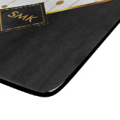 Moderne schwarze, weiße und goldene Punkte Schneidebrett (Ecke)