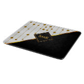 Moderne schwarze, weiße und goldene Punkte Schneidebrett (Ecke)