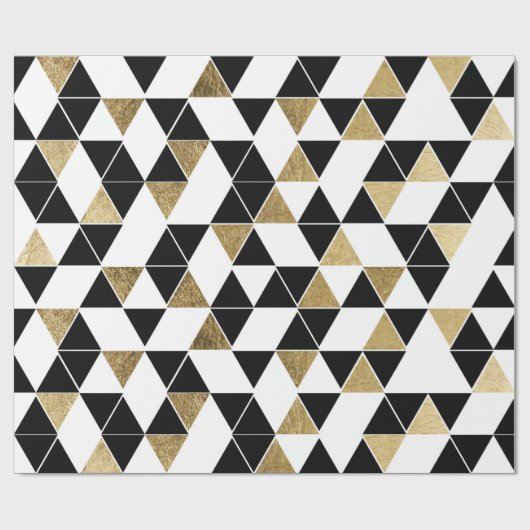 Moderne Schwarze, weiße und Imitat-Golddreiecke Geschenkpapier (Flach)
