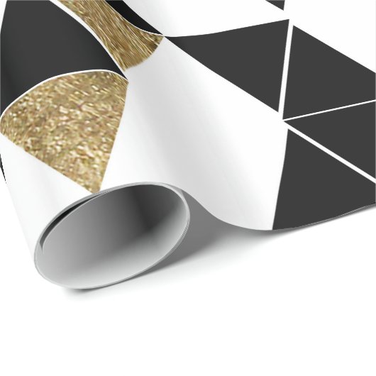 Moderne Schwarze, weiße und Imitat-Golddreiecke Geschenkpapier (Rolleneckpunkt)