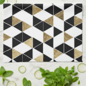 Moderne Schwarze, weiße und Imitat-Golddreiecke Handtuch (Gefaltet)