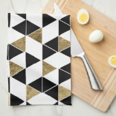 Moderne Schwarze, weiße und Imitat-Golddreiecke Handtuch (Viertel Falte)