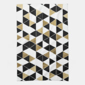 Moderne Schwarze, weiße und Imitat-Golddreiecke Handtuch (Vertikal)