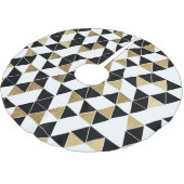 Moderne Schwarze, weiße und Imitat-Golddreiecke Polyester Weihnachtsbaumdecke (Schrägansicht)