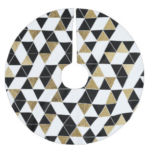 Moderne Schwarze, weiße und Imitat-Golddreiecke Polyester Weihnachtsbaumdecke