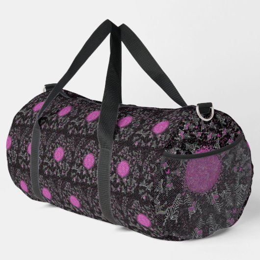 Moderne schwarze weiße und rosa Disco-Zebra Duffle Bag (Rechte Ecke)