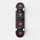 Moderne schwarze weiße und rosa Disco-Zebra Skateboard (Vorderseite)