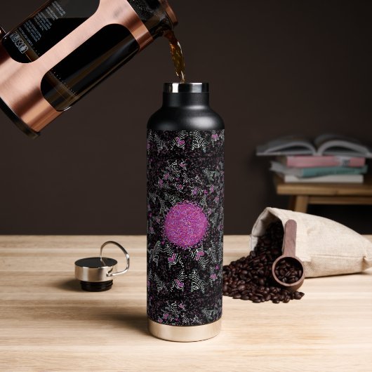 Moderne schwarze weiße und rosa Disco-Zebra Trinkflasche (Kaffee)