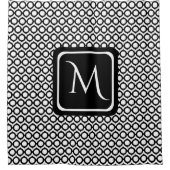 Moderne schwarze weiße verbundene Ringe Monogramm Duschvorhang (Vorderseite)