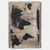 Moderne Schwarze Weltkarte Rustikale Holzfamilie N Decke (Vorderseite Vertikal)