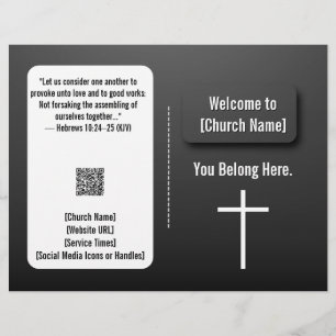 Moderne schwarze zeitgenössische Kirchenmitteilung Flyer