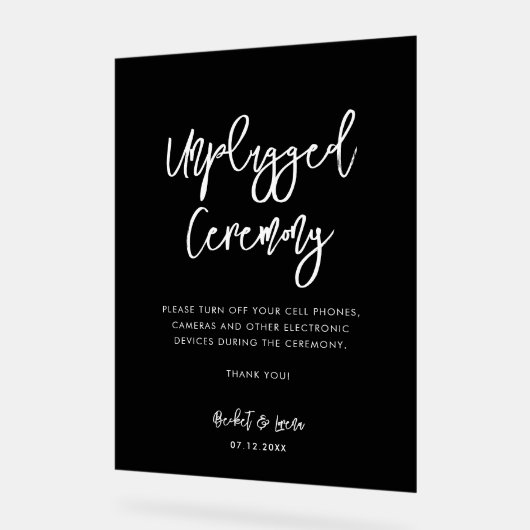 Moderne, schwarze Zeremonie Acrylschild (Winkel)