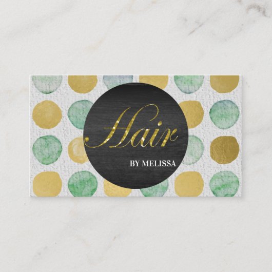 Moderne schwarze Zirkel-Silberpunkte für die Haare Visitenkarte (Vorderseite)