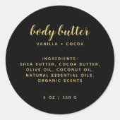 Moderne schwarze Zutaten Runder Aufkleber (Vorderseite)