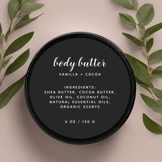 Moderne schwarze Zutaten Runder Aufkleber