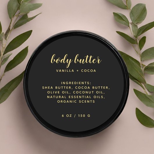 Moderne schwarze Zutaten Runder Aufkleber