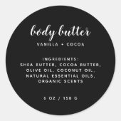 Moderne schwarze Zutaten Runder Aufkleber (Vorderseite)