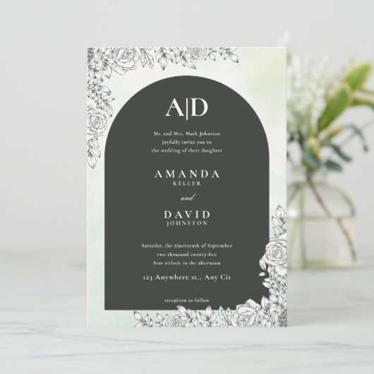 Moderne Schwarzer Bogen-Bläserei Einladung (Stehend Vorderseite)