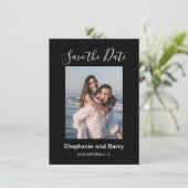 Moderne Schwarzfoto Save The Date (Stehend Vorderseite)