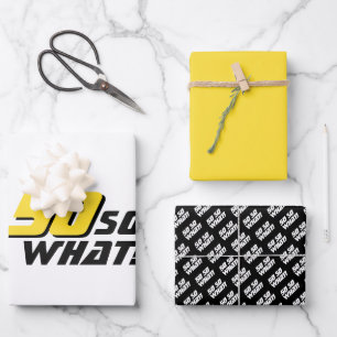 Moderne Schwarzgelbe Typografie 50. Geburtstag Geschenkpapier Set
