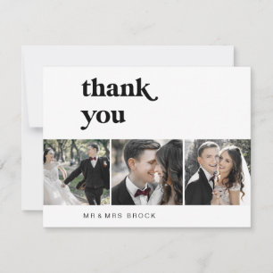 Moderne Schwarztypografie 3 Foto Dankeschön Karte
