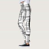 Moderne Schwarzweiss-Blöcke, Quadratmuster Leggings (Links)