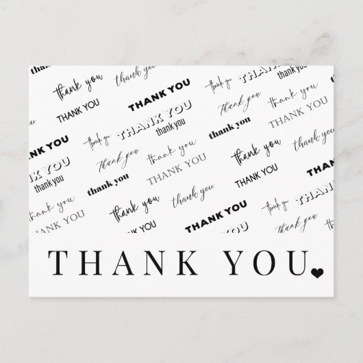 Moderne Schwarzweiß einfache Skripte Vielen Dank Postkarte (Vorderseite)