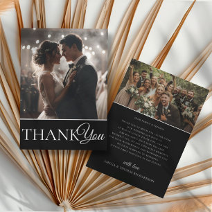Moderne Schwarzweiß-Foto-Hochzeit-Dankeschön 2 Dankeskarte