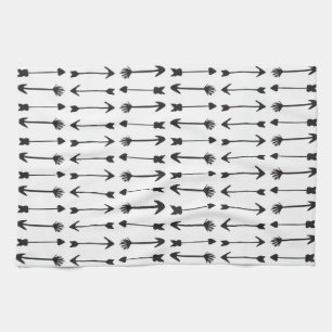 Moderne Schwarzweiss-Hand gezeichnete Pfeile Küchentuch