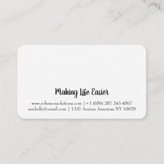 Moderne Schwarzweiss-Initiale Visitenkarte (Rückseite)