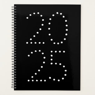 Moderne Schwarzweiß-Jahrtypografie Planer