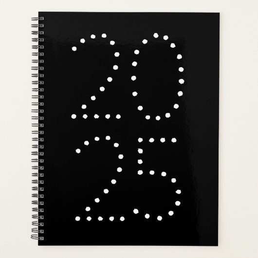 Moderne Schwarzweiß-Jahrtypografie Planer (Vorderseite)