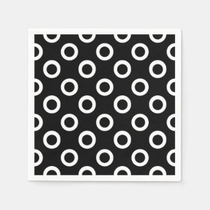 Moderne Schwarzweiss-Kreis-Cocktail-Servietten Serviette