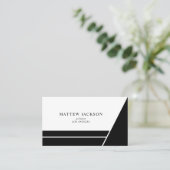 Moderne Schwarzweiß minimale geometrische Visitenkarte (Stehend Vorderseite)