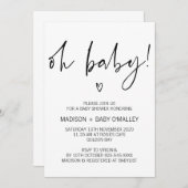 Moderne Schwarzweiss-oh Babyparty-Einladung Einladung (Vorne/Hinten)