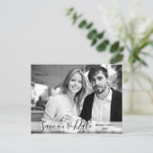 Moderne Schwarzweiß-Schrift Rette unseren Date Pos Ankündigungspostkarte (Stehend Vorderseite)