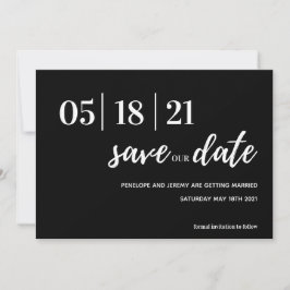 Moderne Schwarzweiß-Schrift Save the Date