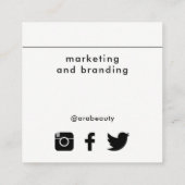 Moderne Schwarzweiss-| sozial-Medium-Vernetzung Quadratische Visitenkarte (Rückseite)