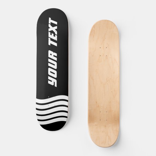 Moderne Schwarzweiß-Sportgeräte für Monogramm Skateboard (Vorderseite)