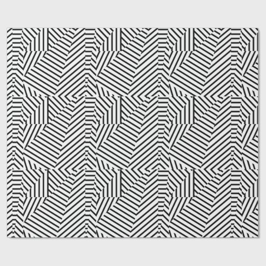 Moderne Schwarzweiss-Streifen-geometrisches Muster Geschenkpapier (Flach)