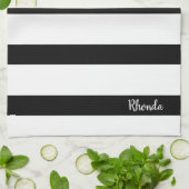 Moderne Schwarzweiss-Streifen Geschirrtuch (Gefaltet)